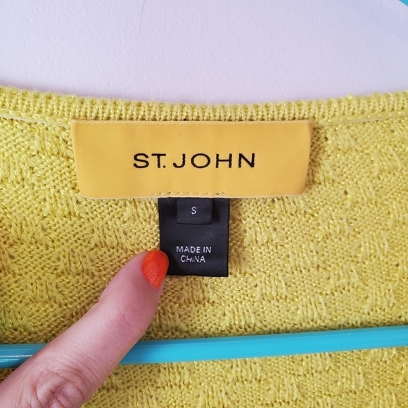 St. John Draped Cardigan Small Neon Yellow Beige - Picture 7 of 10